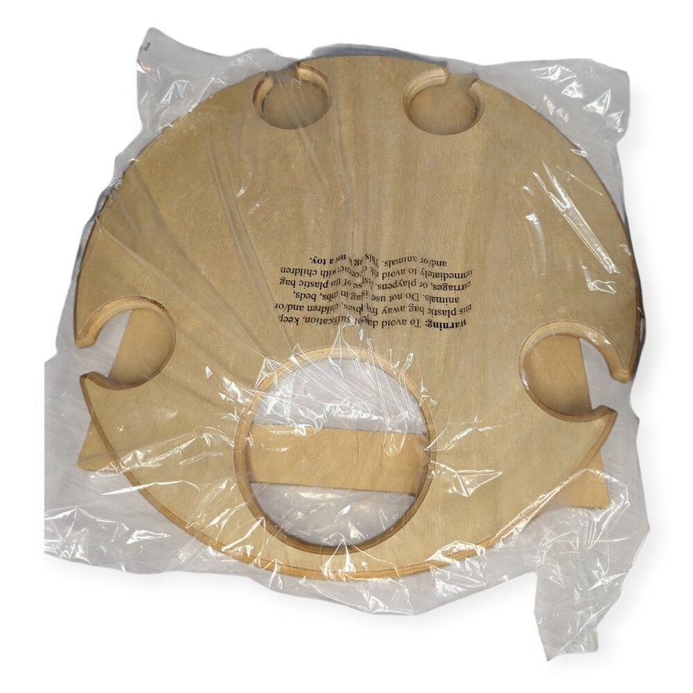 Summer Picnic Table Round Table with Cut Outs For Wine Glasses  NIB 12.5"